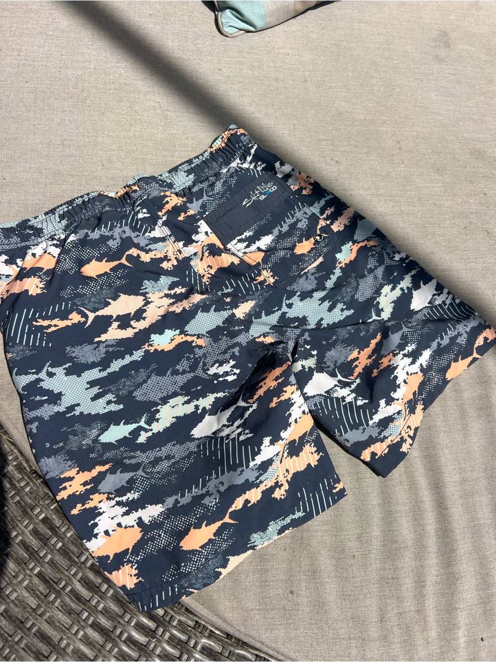 Boys Navy Camouflage Active Shorts - Blue/Orange